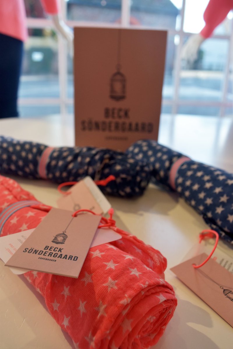 The perfect  handprinted scarf for the mixed weather we've been having! <a href="/Becksondergaard/">Becksondergaard</a> #spring #brookesclothing #wardrobeessential
