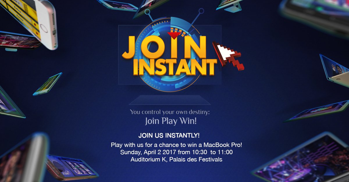 mip's tweet photo. #JoinInstant Competition time! Join @InterMedya_ and play for a chance to win a #MacBook Pro at 10:30 #MIPFormats ! (Auditorium K) https://t.co/1O5ED9WYhF