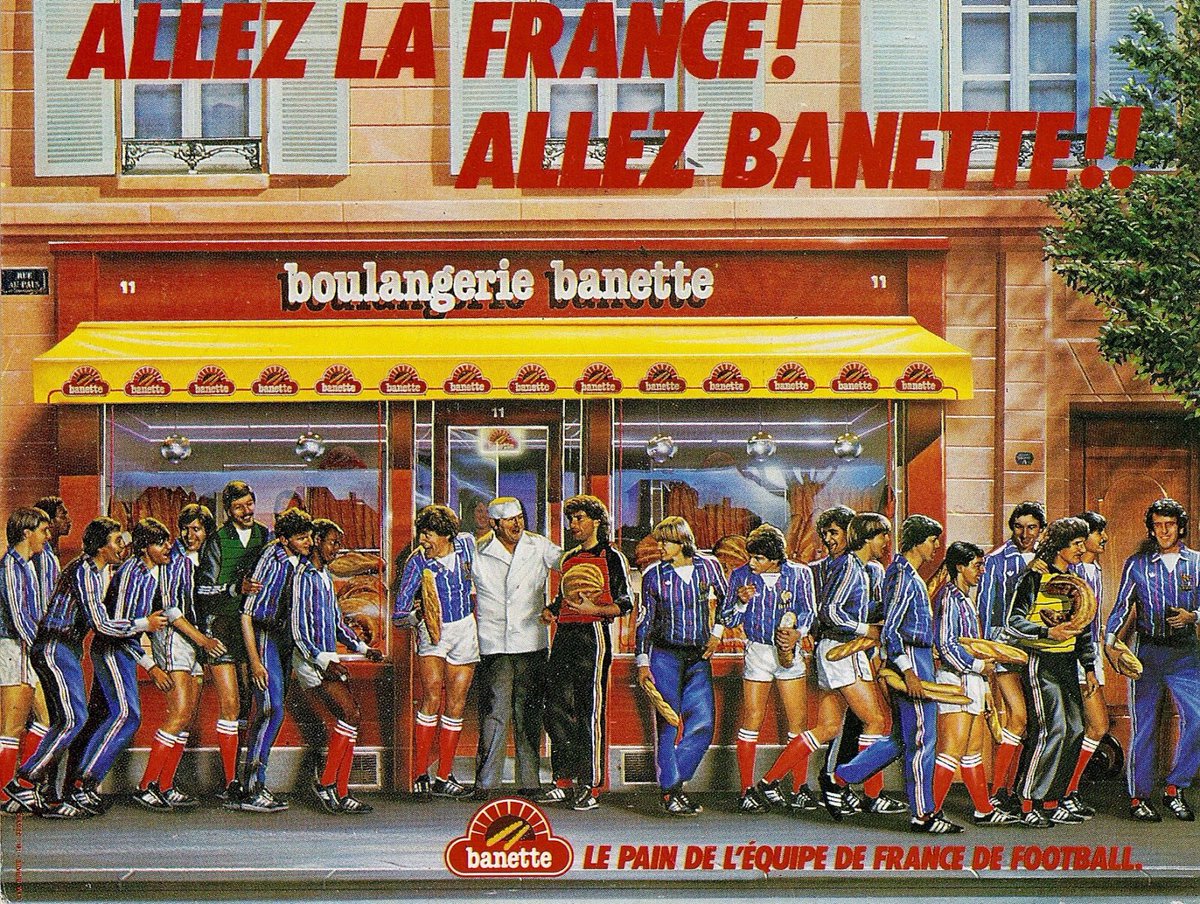OldFootball11's tweet photo. Banette - The bread of the French football team (1983)
#Bellone #Couriol #Lacombe #Amoros #Tempet #LeRox #Tigana #Fernandez #Bats #Bravo... https://t.co/ELrFLAp00x
