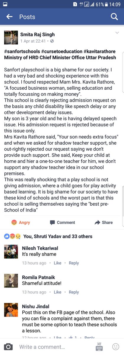 @SanfortIndia @SANFORTPLAY @MHRD @PrakashJavdekar @PMOIndia @myogiadityanath @PrakashJavdekar  @PMOIndia @myogiadityanath we are talking of divyang,RTE Here schools refusing admission becauseof puttingextra effort 1/2