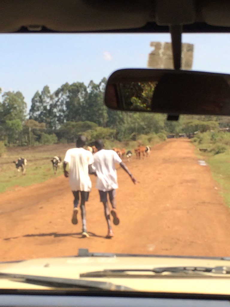 Blind paralympian training with his guide! Kenya home of the champions!