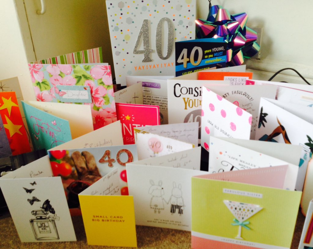 Paularabbitt's tweet image. I am very lucky! Thank you everyone for beautiful cards &amp;amp; presents. #40isfab