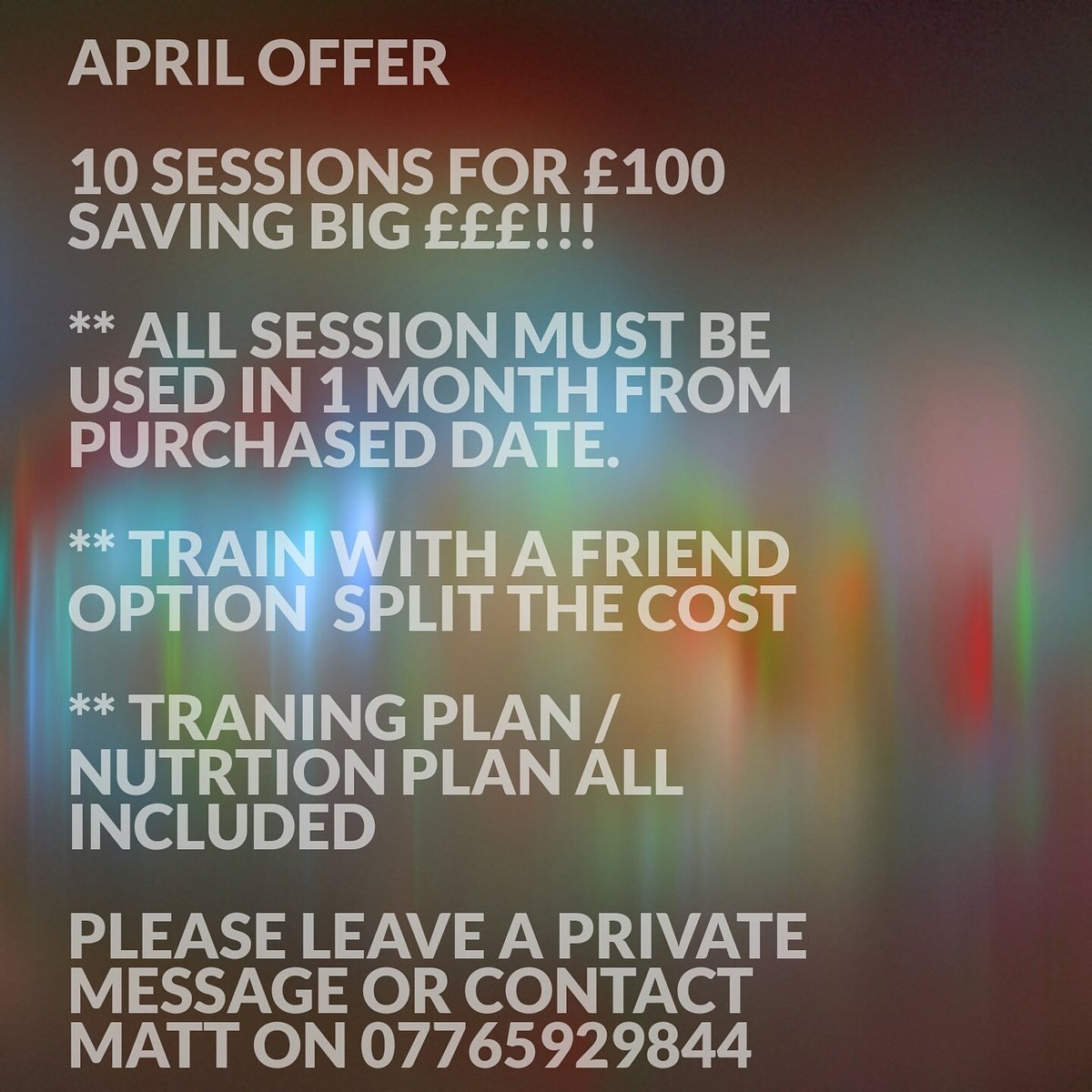 PtMattBev's tweet photo. April personal traning offer. please get in touch for more details. #liverpool #personaltrainer #fitness #motivation #trainwithafriend https://t.co/pl5eVSf0tN