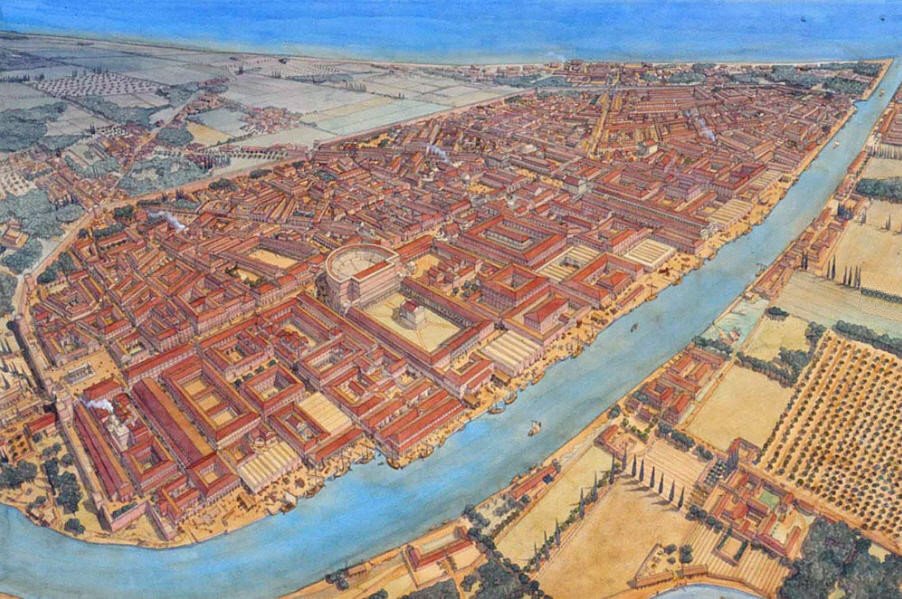 #Ostia antica, acquerello di Jean-Claude Golvin, jeanclaudegolvin.com