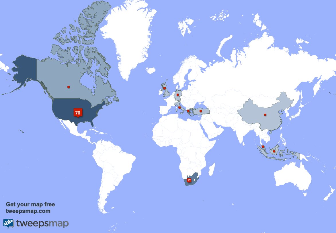 M_BackroadM's tweet photo. My followers are in USA(67%), South Africa(16%) Get your free map https://t.co/q23QgSnwwr https://t.co/4tquTl4ylh