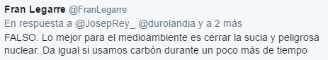 FALSO. Lo mejor para el medioambiente es cerrar la sucia y peligrosa nuclear. Da igual si usamos carbón durante un poco más de tiempo