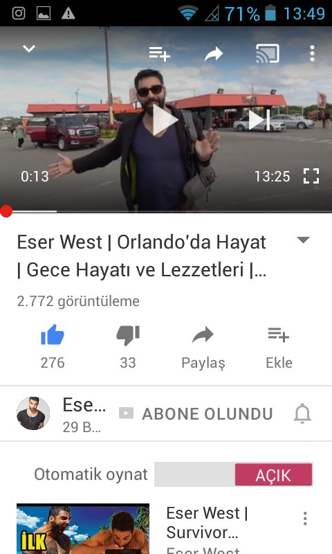 Eser west orlando'da youtube kanalına abone olmayi unutmayin