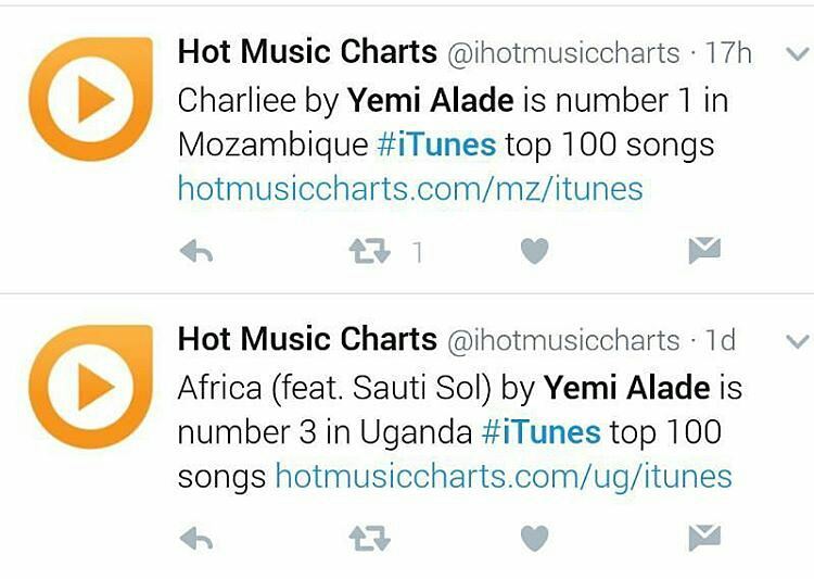 yemialadedaily's tweet photo. #CHARLIEEE by @yemialade
....... ON #ITUNES
https://t.co/xGIwEKl5g7
No 1 in #MOZAMBIQUE
AND
NO 3 in # UGANDA 👏👏👏👏🙌🙌🔥🔥🔥 #YEMIALADE https://t.co/yqTktNPpeV