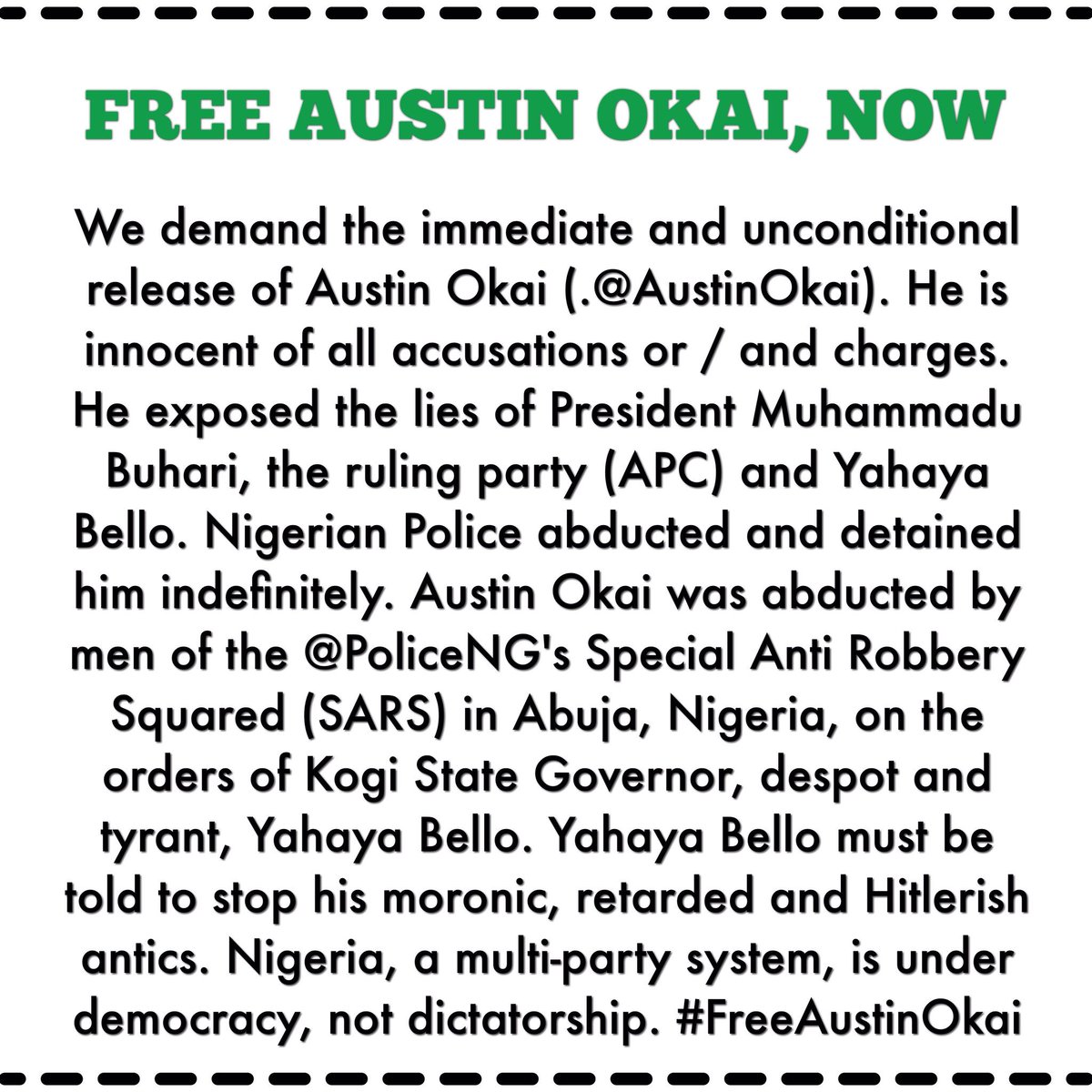 Kogi Governor, Yahaya Bello masterminded arrest of a fundamental critic of his government, the convener of PDP National Youth Frontier, Austin Okai.