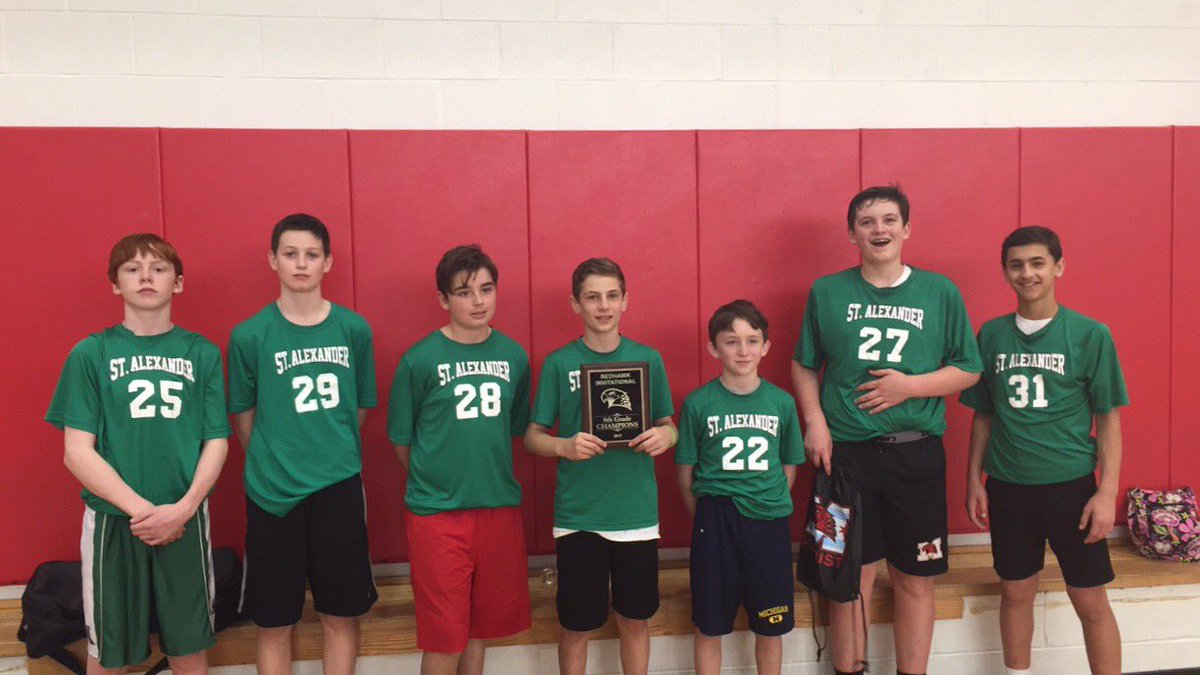 RedHawkVB's tweet photo. The St. Alexander Raiders are your 8th Grade RedHawk Invite Champs. #27 Pat Coogan tournament MVP! https://t.co/2e7FgVLy28