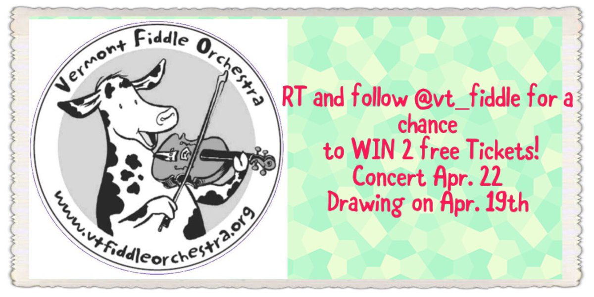 vt_fiddle's tweet photo. #Giveaway: RT &amp; Follow @vt_fiddle for a chance to win 2 free tickets to our Spring Concert Apr 22, in Hyde park VT.
https://t.co/WAF2hFBtKZ https://t.co/fwwgssS2iT