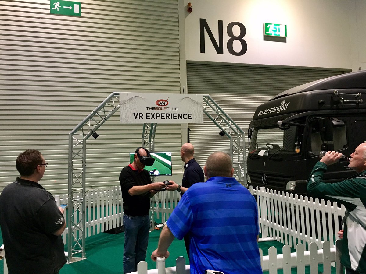 hb_studios's tweet photo. #TGCVR partnered with ProVision @WeArePVE at this weekend's @AmericanGolf_UK show. Great turn out! 🏌️🏌️‍♀️🎮 #golf #videogames @htcvive https://t.co/Z2jMSgKVEr