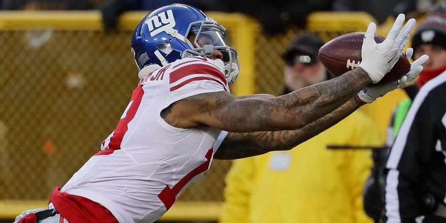 PFF's tweet image. Odell Beckham Jr. and Jarvis Landry both have 288 career receptions. OBJ has 1,071 more career receiving yards.