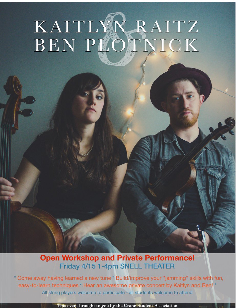 cranestrings's tweet photo. String players, make plans to attend this workshop by @kaitlynraitz and @benplotnick this Friday! It's going to be PURE FUN! #stringlove https://t.co/CsjigLc4Ey