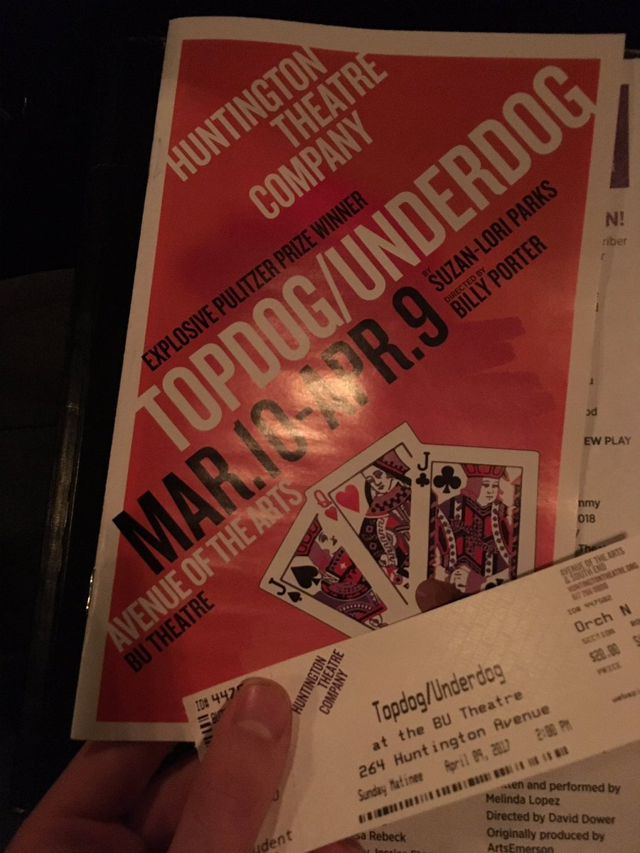 OwenElphick's tweet photo. 2) Seeing that play for the 1st time today @huntington --the last performance of a great production dir. @theebillyporter #TopdogBOS ... https://t.co/kIvIjha5RJ