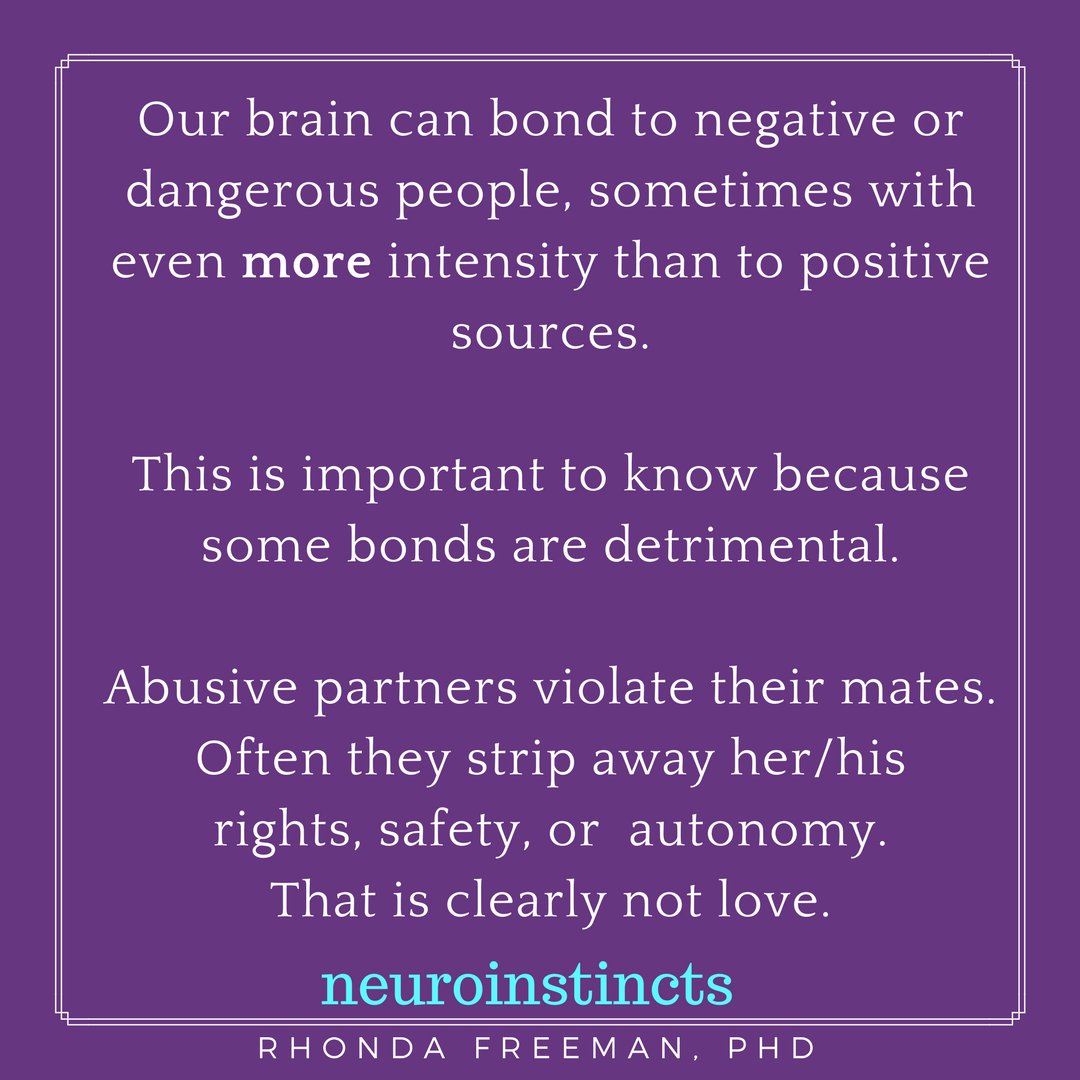 NeuroInstincts's tweet photo. #Chemistry with someone does not automatically make them a safe match. The brain can connect with abusers too. #TraumaBond #Stockholm #dv https://t.co/LjB2MdaLEU