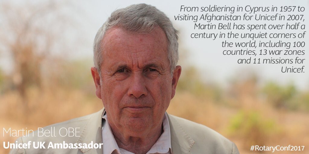 mukesh_malhotra's tweet photo. @UNICEF_uk Ambassador Martin Bell talking about the inspirational people he has met across the world #RotaryConf2017 https://t.co/XQZJzqsj56