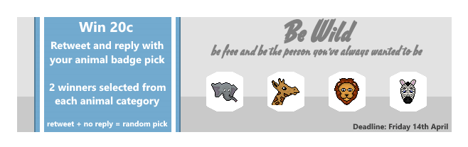 The_Ihop22's tweet photo. Habbo Badge Design Showcase: Be Wild &amp; Win 20c! Retweet and Reply with your favorite animal from below to be in with a chance of winning! https://t.co/kARvbaigiM