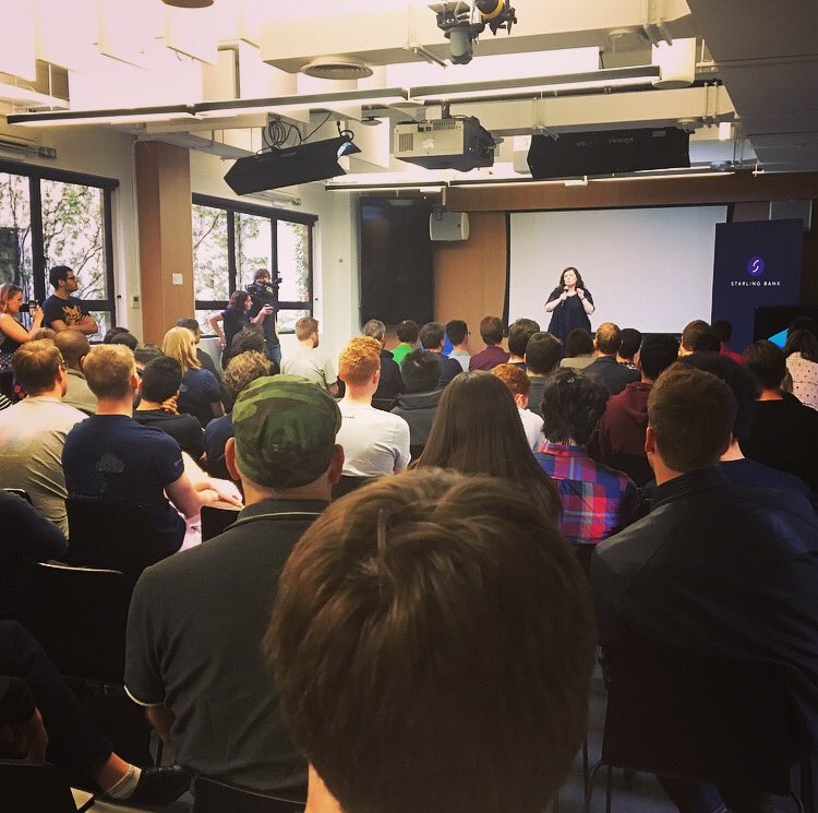 MeganCaywood's tweet photo. Our CEO @AnneBoden saying a final word to the attendees at the #StarlingHackathon @StarlingDev https://t.co/Udi2hCUF2W
