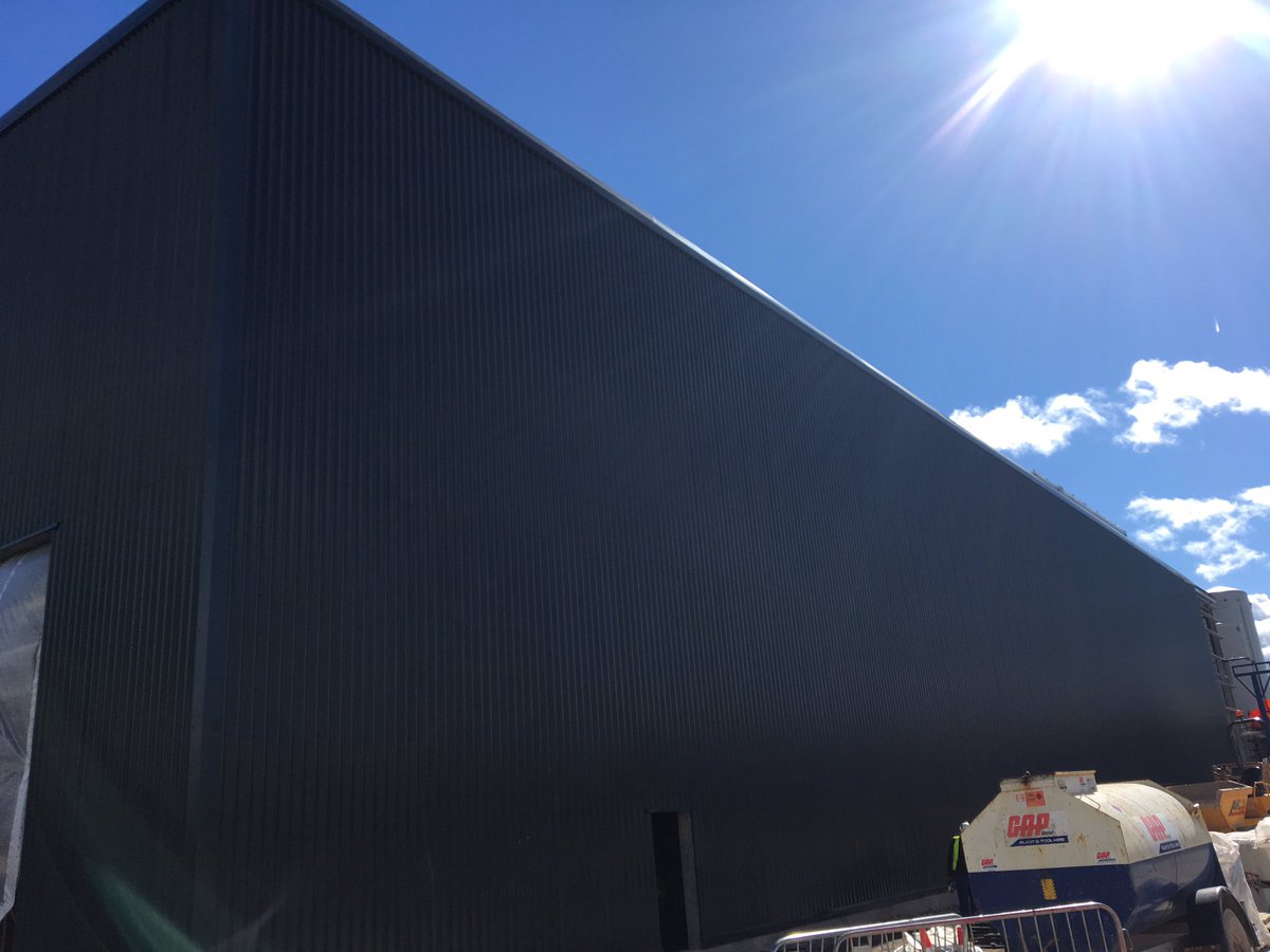 UKWSolutions's tweet photo. Envelope works nearly complete on the new @RSC_Northwich with @DONGEnergyUK. #renescience #cladding https://t.co/C8jMGMpY9W