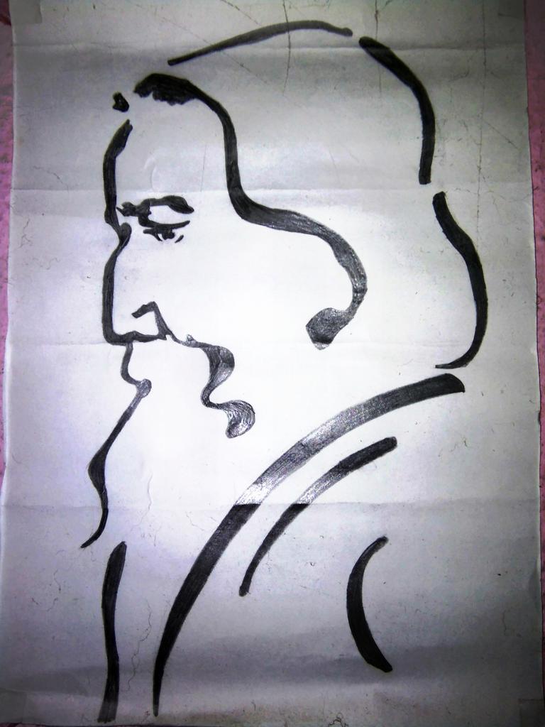 ArtsIndia Poetic Vision Pencil Sketch Portrait of Rabindranath Tagore,  Perfect for Living Room, Bedroom, and Office Wall Decor (Material: Canvas,  Size: 24
