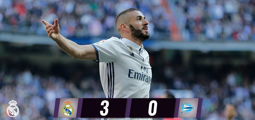 realmadrid's tweet image. FT: #RealMadrid 3-0 @Alaves (@Benzema 31', @isco_alarcon 85', @nachofi1990 88').

#RMLiga #HalaMadrid