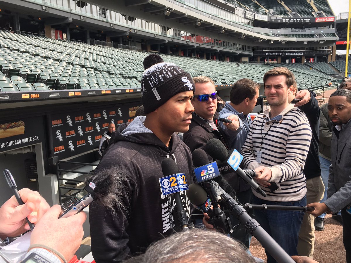 whitesox's tweet photo. .@jose_quintana24 chats with media about #CWSOpeningDay: https://t.co/iovMF5BoYt
