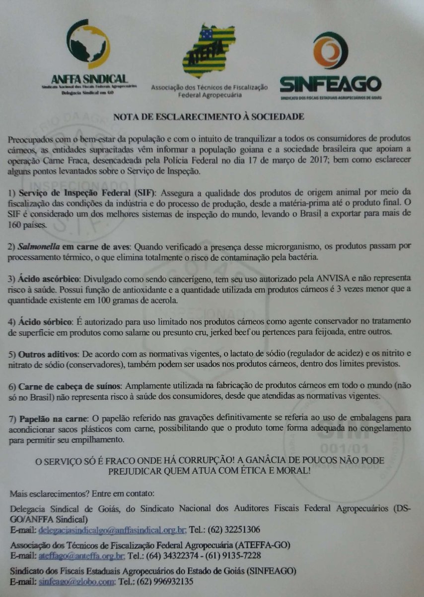 SINFEAGO_2017's tweet photo. Flayer distribuído por FEAs, AFFAs e Agentes junto aos consumidores em supermercados de Goiânia #Sinfeago #ANFFA #ANTEFFA #CarneInspecionada https://t.co/KMu1lvEwVw