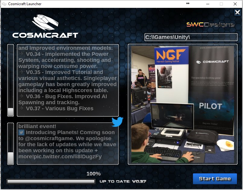 cosmicraftgame's tweet photo. New launcher available to download! More stable with new directory features and twitter feed! Sadly older launchers are no longer supported. https://t.co/8KSYS8eZVq