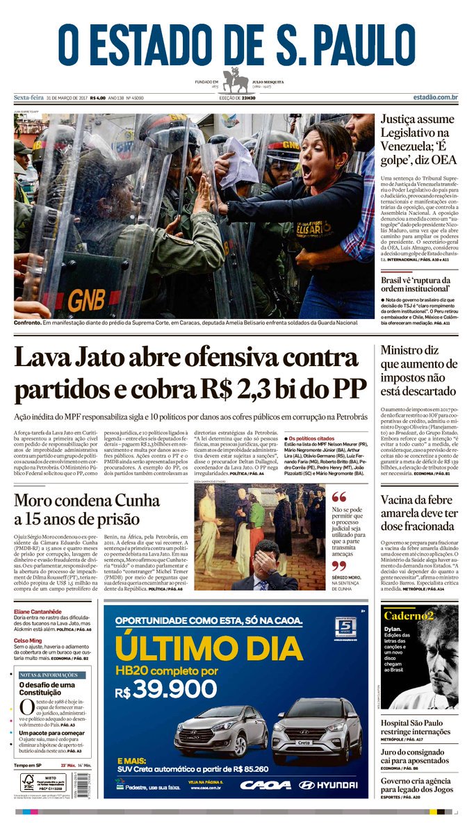 cesarseccco's tweet photo. CAPA: 'Lava Jato abre ofensiva contra partidos e cobra R$ 2,3 bilhões do PP'... https://t.co/lADBr12Jbv by #DecioNeves via @c0nvey https://t.co/cW4BynJZs3