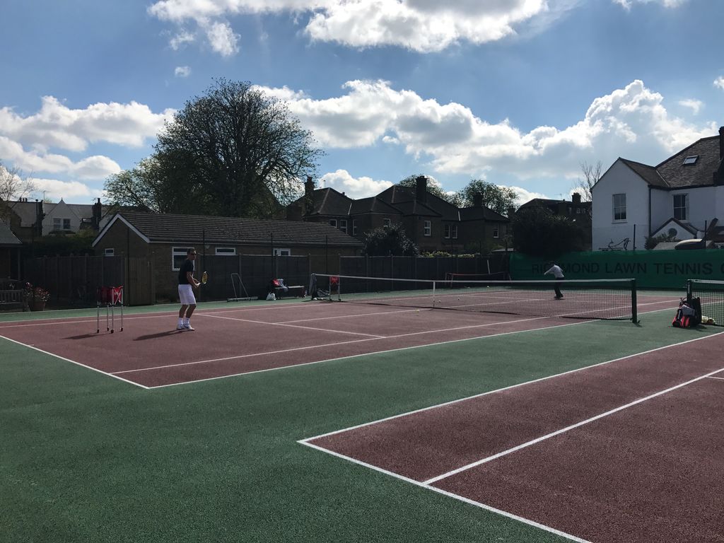 What a beautiful day for tennis. Coach Veds &amp; men's team playing in the sun #joinin #healthy #summer #richmond #kew # Chiswick #brentford