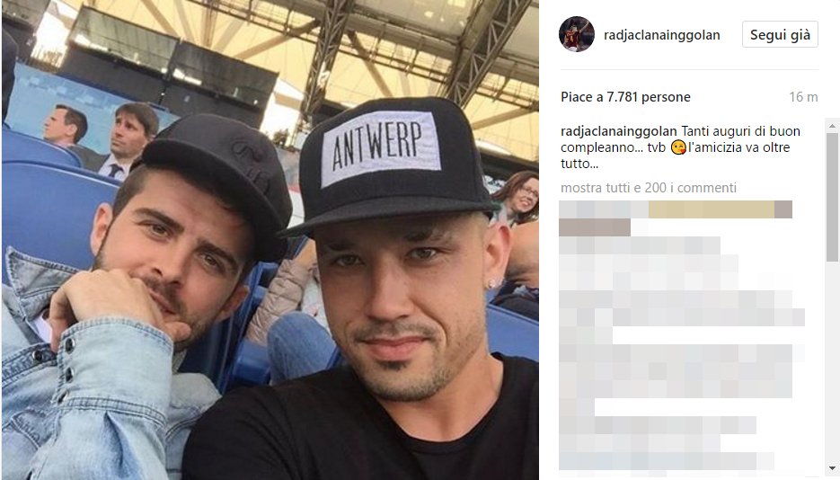 Radja Nainggolan wishes a happy birthday to Miralem Pjanic on Instagram. 