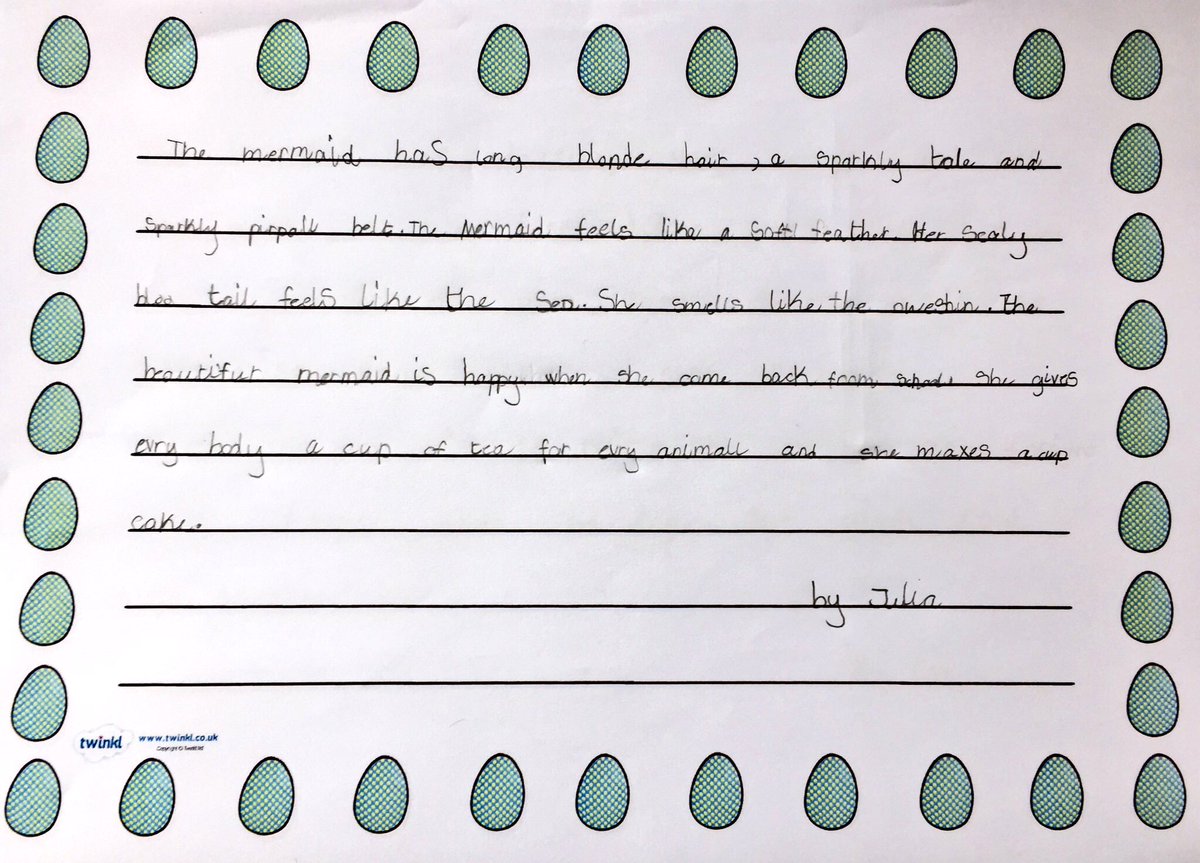 lucyannread2009's tweet image. The mermaid. What a beautiful description @tesPrimary @HelenRead3 @BMAGKids #year1 #characterdescription #independent