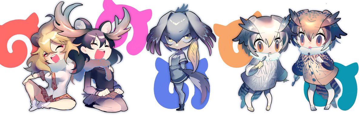ジャガー(けものフレンズ) ,かばん(けものフレンズ) ,サーバル(けものフレンズ) ,コツメカワウソ(けものフレンズ) 「8話まで 」|めばるのイラスト