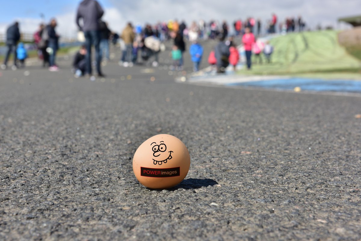 krcircuit's tweet photo. Our #EasterEgg rolling down #DuffusDip went well. Even @powerimages01 joined in with a branded egg lol https://t.co/HwBN9c1PrD