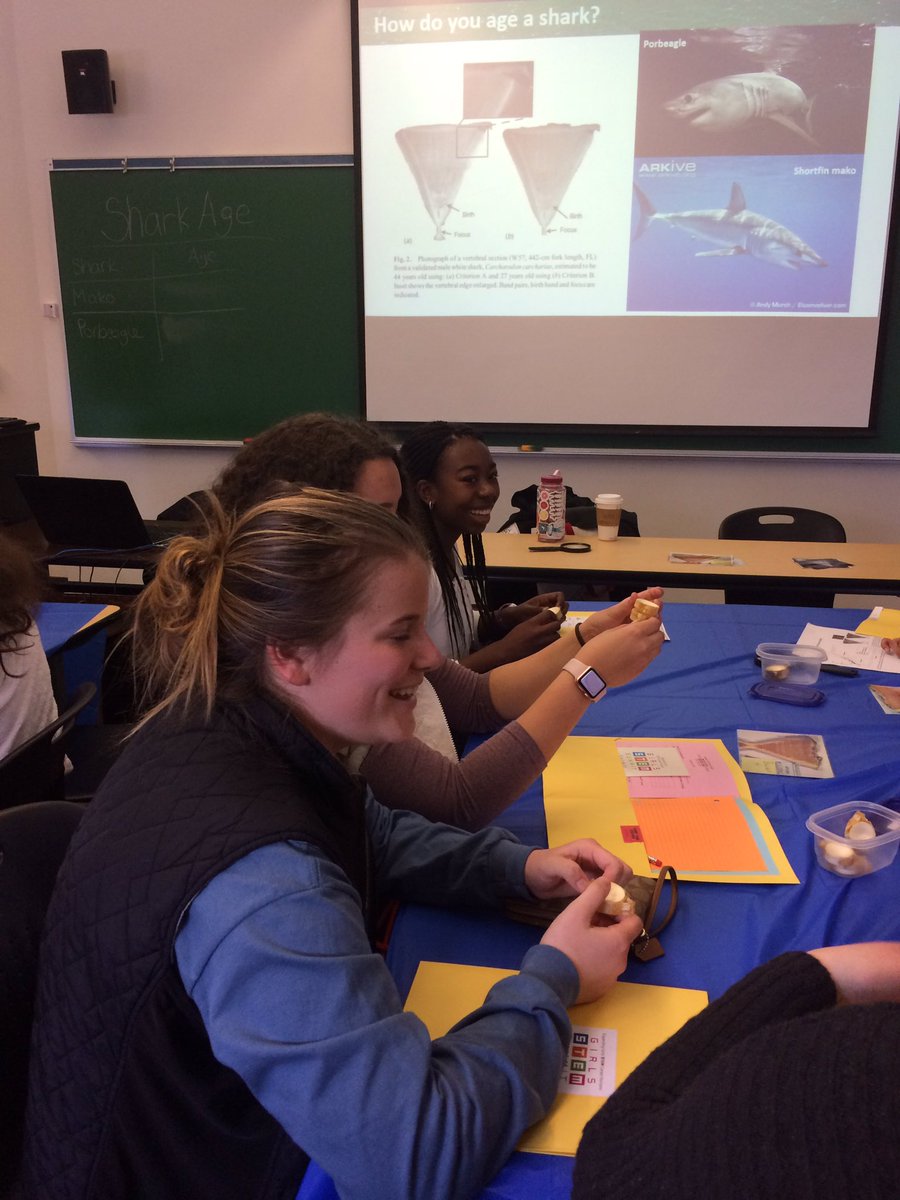 amandahough6's tweet photo. Learning about #sharks aging #Girls STEM Summit #JRTECH #Mashpee Ss exploring Shark biology @mashpeetech https://t.co/jXS8UIWK2J