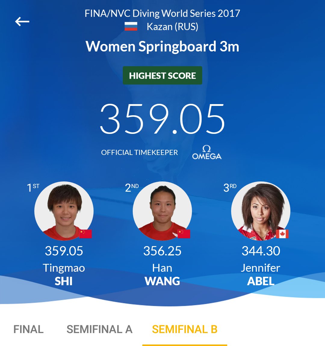 DivingCanada's tweet photo. Bonne chance à @JennAbel91 en finale du 3m en Série mondiale à Kazan! Best of luck in the women's 3m final Jenn 🇨🇦 #GoCANdivers #GoCanadaGo https://t.co/LqkKHkgLro