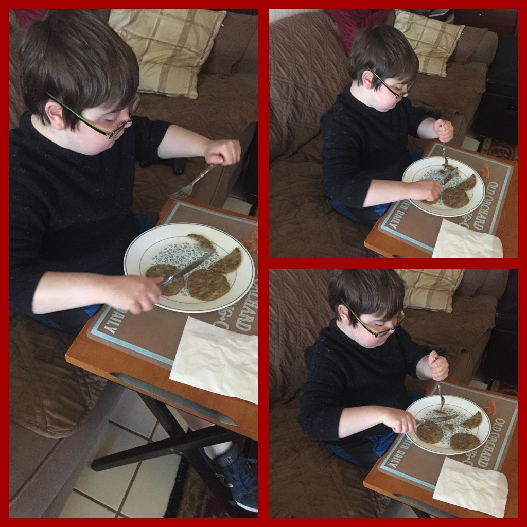 TerriEllsworth's tweet photo. Still able to cut own food at 16 1/4 yrs old with #DMD  thanks to #Exondys51 and $SRPT #Anthem #Excellus #BCBS https://t.co/bYoNhvt7ha