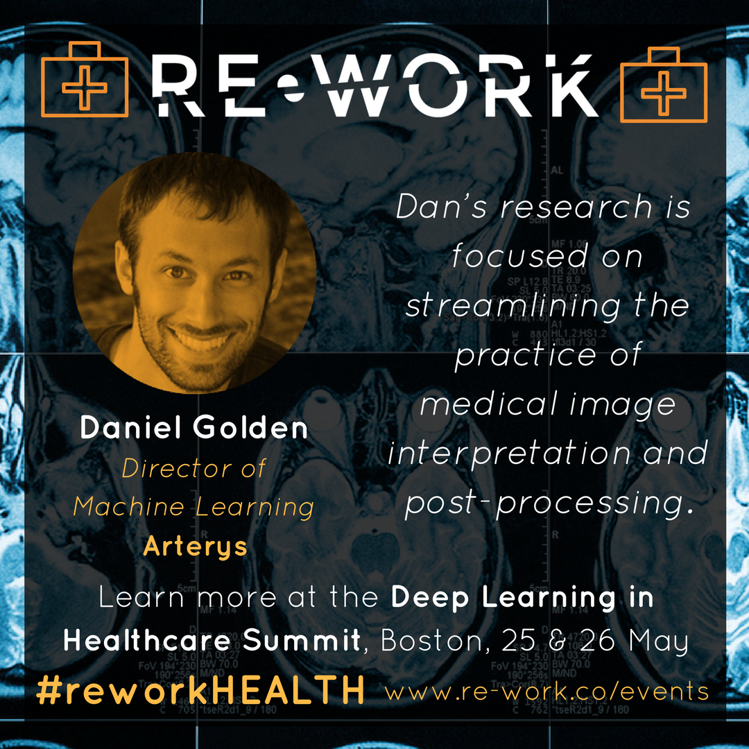 teamrework's tweet photo. Meet Daniel from @ArterysInc, speaker at the #DeepLearning in #Healthcare Summit, Boston #reworkHEALTH #diagnostics #radiology #algorithms https://t.co/eJ5pPyT5PU