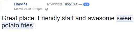 Tasty8s's tweet photo. Hear what Hayd�e has to say about our sweet potato fries! https://t.co/n10BqVXUIY