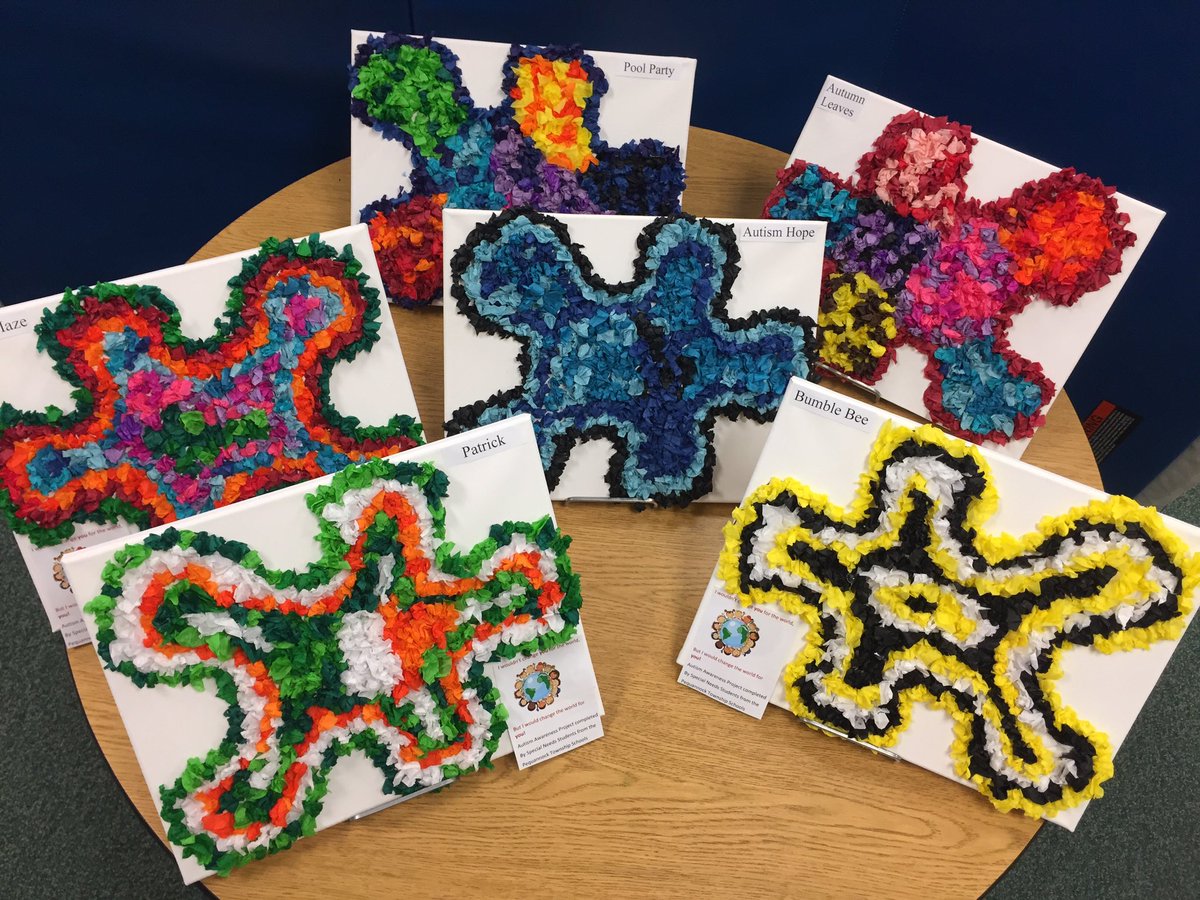 RoxPuzzleSolver's tweet photo. Showing our Autism Awareness throughout the district!!Will be on display all month! Made by Mayra Fajardo and OT students! #peqpantherpride https://t.co/Lpqhxadfbr