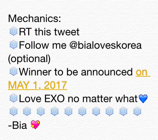 winterbreezekms's tweet photo. [PLS RT • PH ONLY] 
EXO Anniversary Giveaway 💖
May the odds be ever in your favor 🌸 https://t.co/Toev57Fd1D
