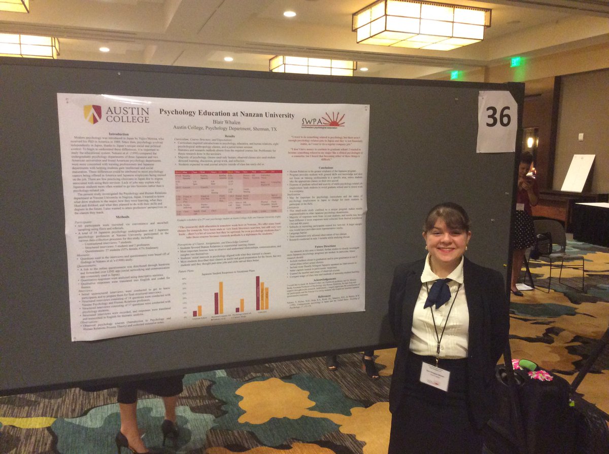 I_MacFarlane's tweet photo. Senior Blair Whalen presenting her field research during study abroad in Japan @AustinCollege #SWPA2017 https://t.co/wpZZ0mVCsi