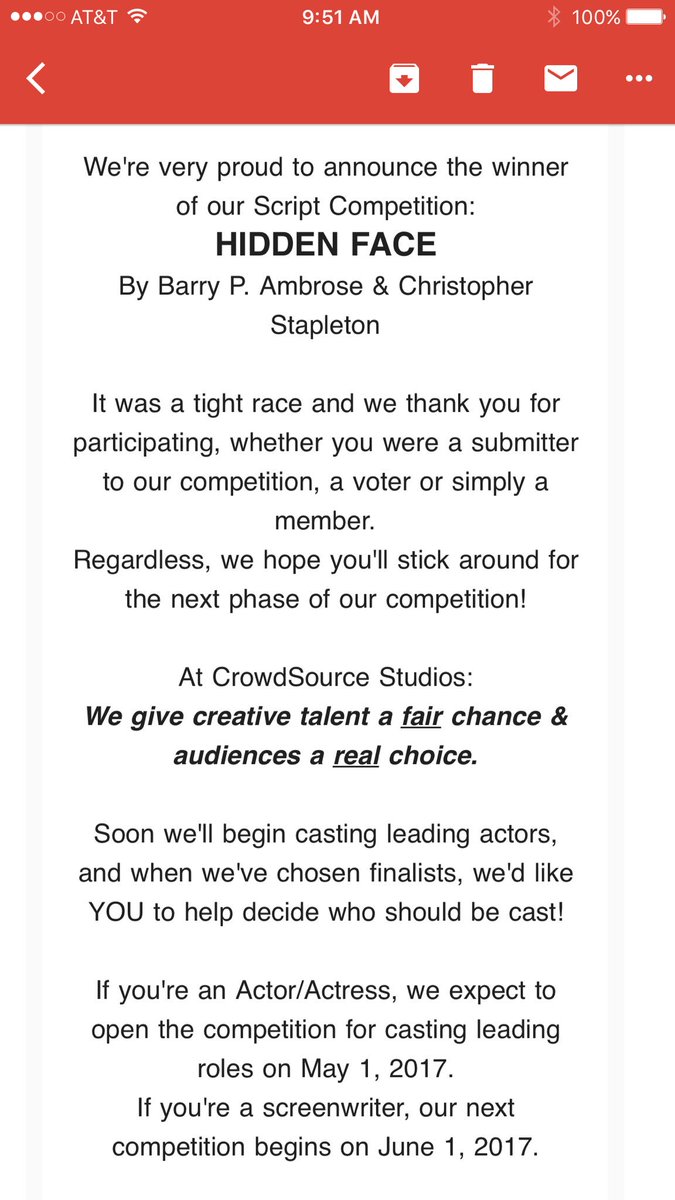 cstapes18's tweet photo. HOLY SHIT! WE WON! Thanks to all who voted! YOU made the difference! #screenwriter #drama #scripts #noir #thriller #film #movies https://t.co/j5HKGZdPnp