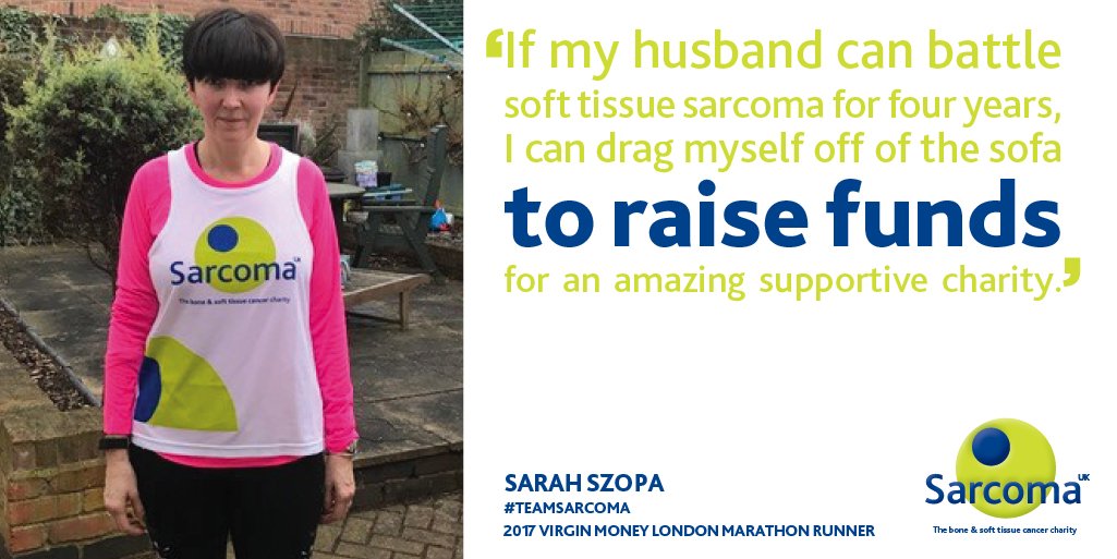 Sarcoma_UK's tweet photo. Sarah is running London Marathon in support of her husband. Meet the inspiring #TeamSarcoma: https://t.co/L0NtVzjDU3 https://t.co/TPMZ6XEbHL