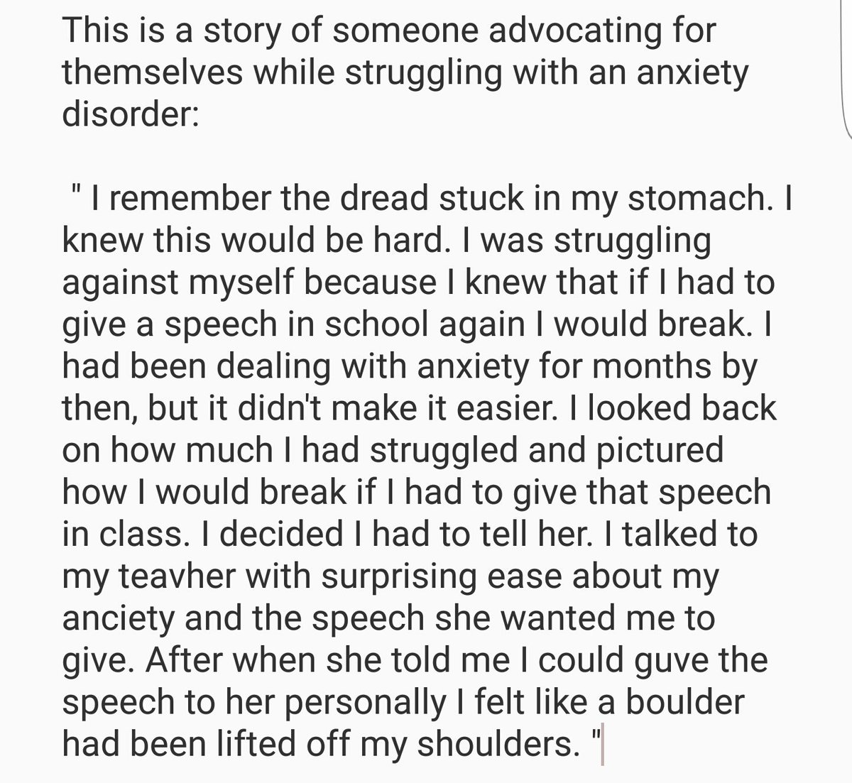 advocate_you's tweet photo. The following is a story of someone advocating for themselves while struggling with an anxiety disorder: https://t.co/hOhOoH1jNI