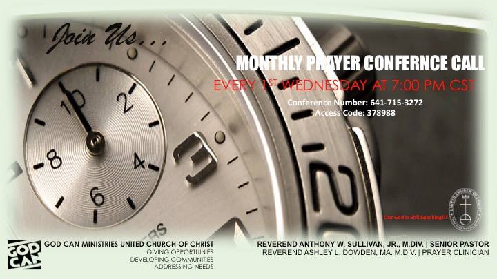 AWSullivan1's tweet photo. Join me on April 5, 2017 at 7:00 pm CST for our monthly prayer conference call.

Conference Call Number: 641-715-3272
Access Code: 378988 https://t.co/ecKxlhujjX