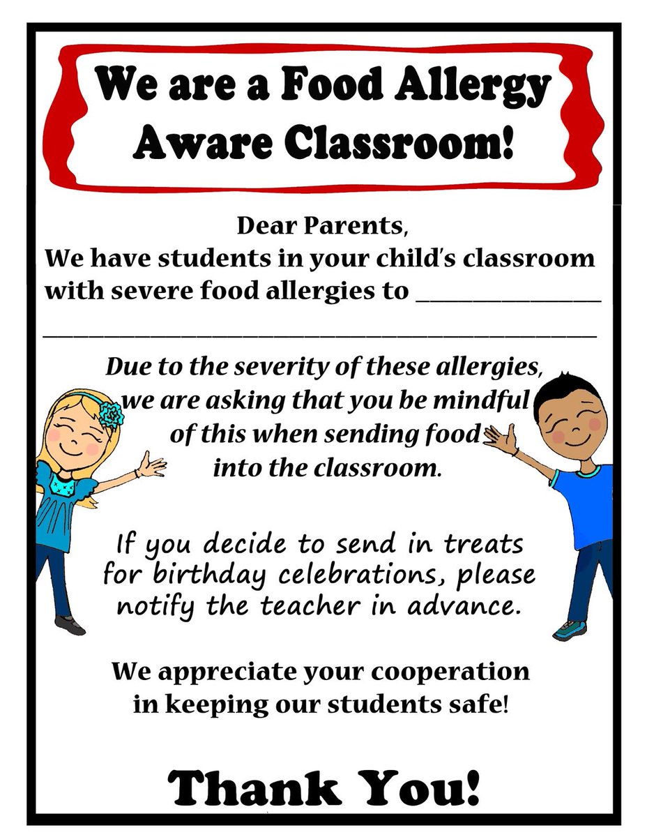 Seeing many requests from school nurses for free printable signs and letters! They care :-)  thrivingwithallergies.blogspot.com/2016/08/food-a…