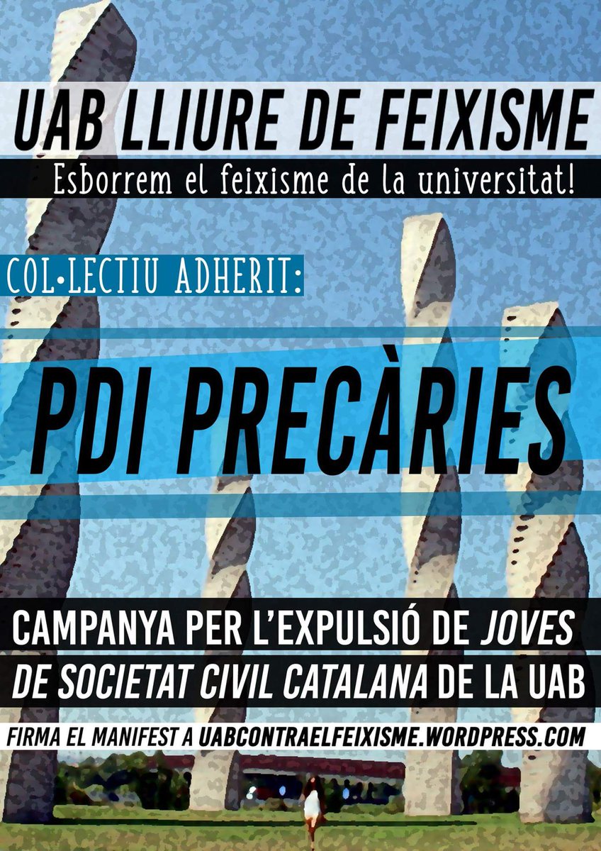 Continuem amb l'adhesió de col·lectius per l'expulsió de Societat Civil Catalana de la UAB. Gràcies <a href="/PrecariesUAB/">Recerca Precària UAB</a>.

UAB SEMPRE ANTIFEIXISTA