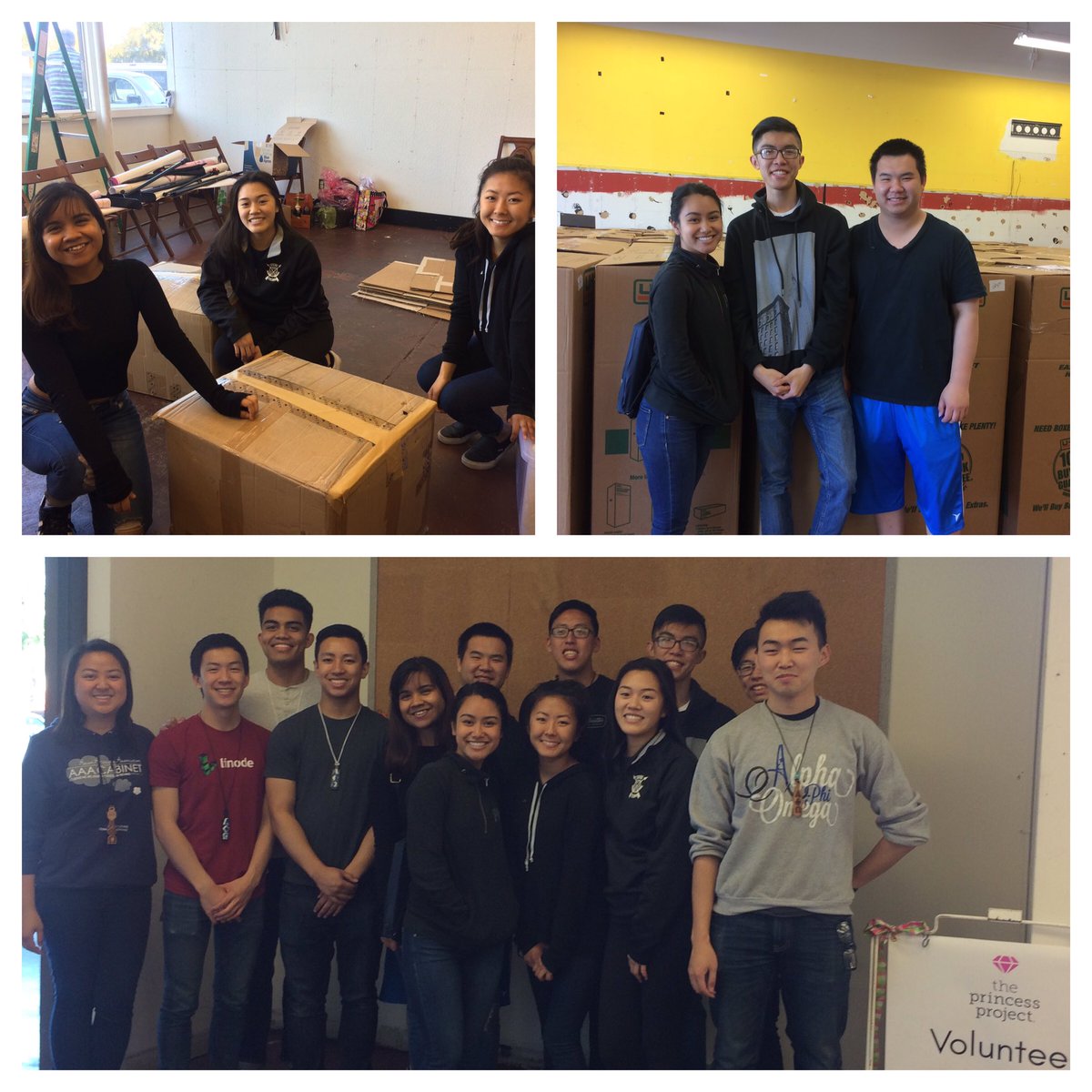 Princessprojsv's tweet photo. Thanks to AlphaPhiOmega at San Jose State University for helping us pack our pop shop! #princessprojectprom #volunteer #alphaphiomega https://t.co/uFVOKHGltz